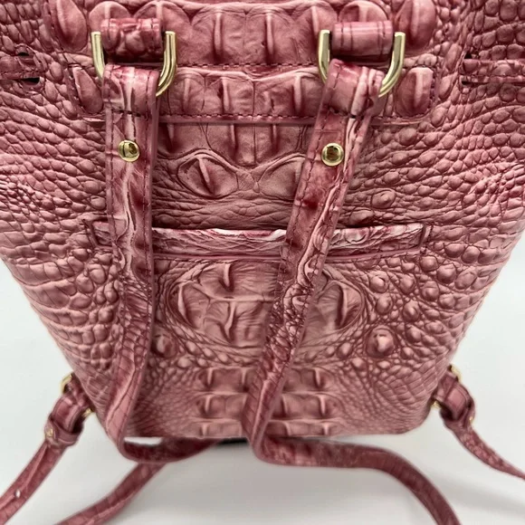 Brahmin Kendall Pink Croc-Embossed Leather Backpack - Picture 3 of 9